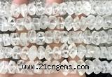 CNG9226 15 inches 7*11mm - 8*12mm faceted nuggets white crystal beads