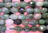 CNG9359 15 inches 12*16mm - 15*20mm faceted nuggets green strawberry quartz beads