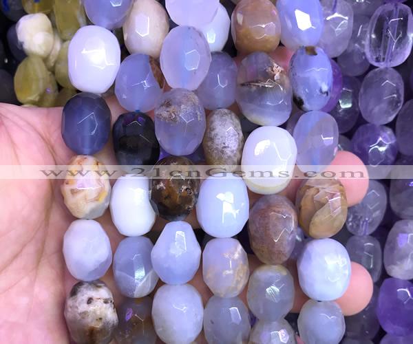 CNG9364 15 inches 12*16mm - 15*20mm faceted nuggets blue chalcedony beads