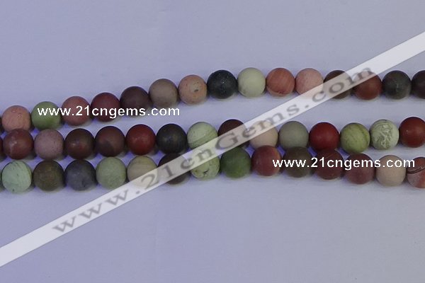 CNI365 15.5 inches 14mm round matte imperial jasper beads wholesale