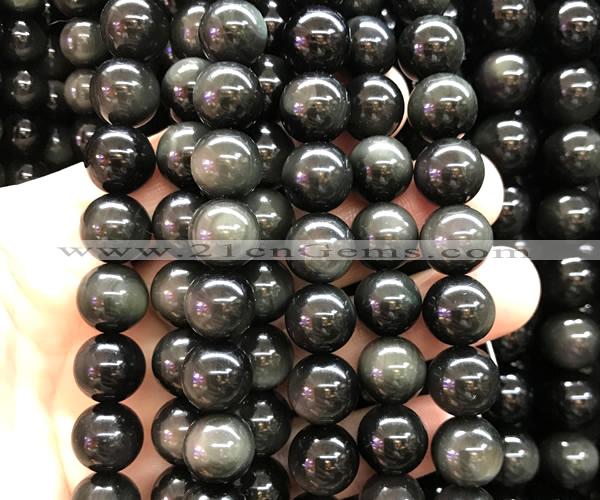 COB864 15 inches 12mm round rainbow obsidian beads wholesale