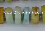 CRB1365 15.5 inches 8*18mm faceted rondelle Chinese amazonite beads