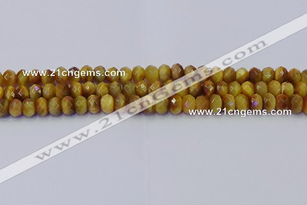 CRB1837 15.5 inches 5*8mm faceted rondelle golden tiger eye beads