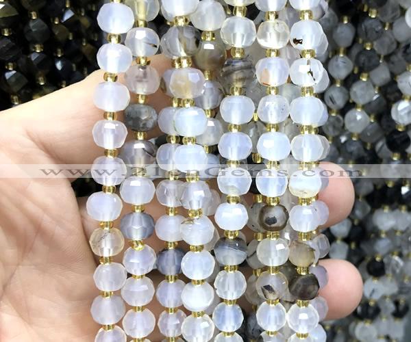 CRB6029 15 inches 6*8mm faceted rondelle montana agate beads