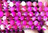 CRB6033 15 inches 6*8mm faceted rondelle red banded agate beads