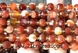 CRB6034 15 inches 6*8mm faceted rondelle red banded agate beads