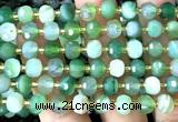 CRB6036 15 inches 6*8mm faceted rondelle green banded agate beads