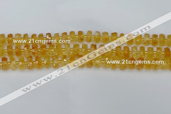 CRB842 15.5 inches 6*10mm faceted rondelle citrine beads