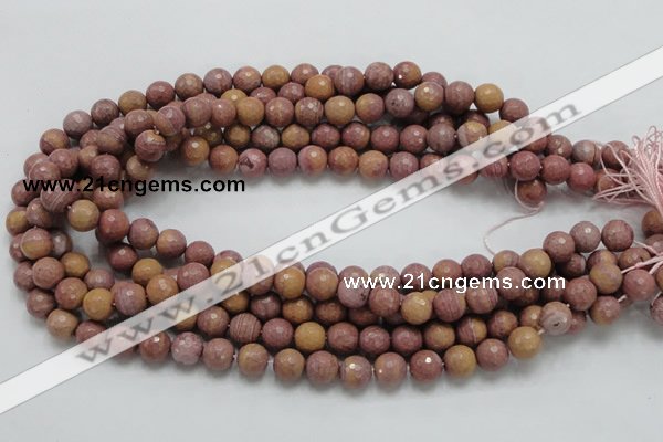 CRC59 15.5 inches 10mm faceted round rhodochrosite gemstone beads