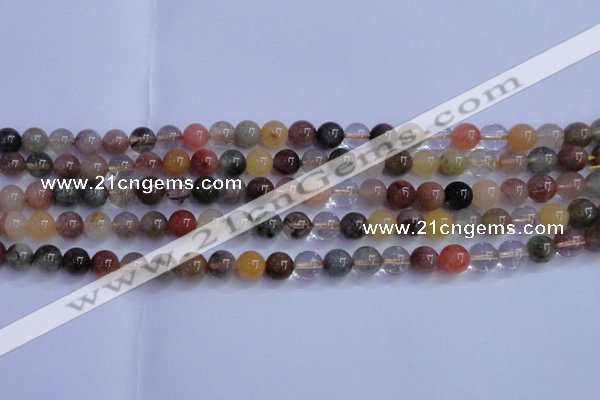 CRU750 15.5 inches 4mm round Multicolor rutilated quartz beads