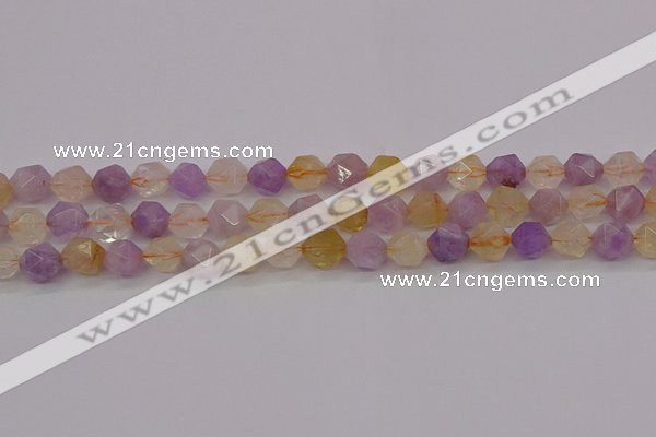 CRU773 15.5 inches 10mm faceted nuggets lavender amethyst & citrine beads