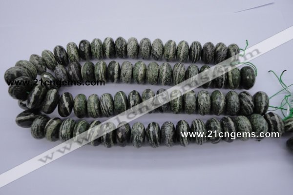 CSJ93 15.5 inches 10*20mm faceted rondelle green silver line jasper beads