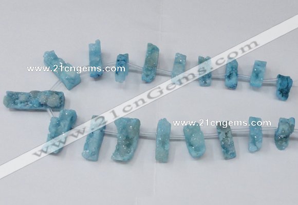 CTD1653 Top drilled 10*20mm - 15*40mm freeform druzy agate beads