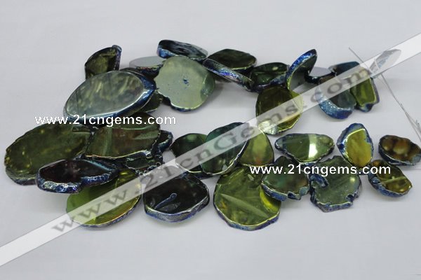 CTD573 Top drilled 20*30mm - 30*45mm freeform plated agate beads