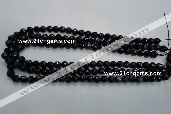 CTE932 15.5 inches 8mm faceted round dyed blue tiger eye beads