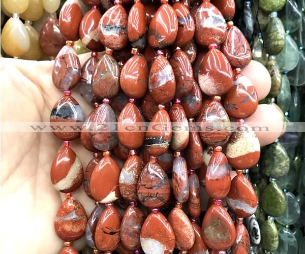 CTR512 15 inches 13*18mm flat teardrop red jasper beads