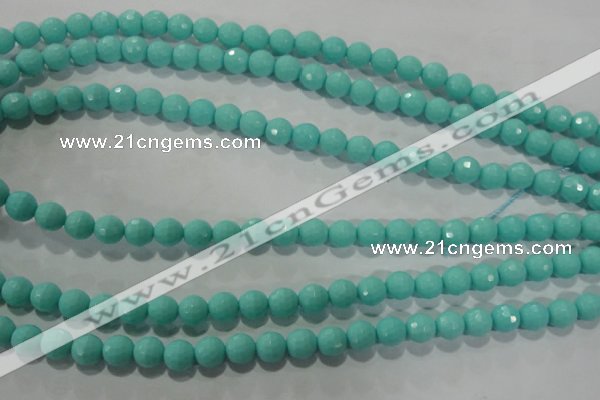 CTU2781 15.5 inches 6mm faceted round synthetic turquoise beads