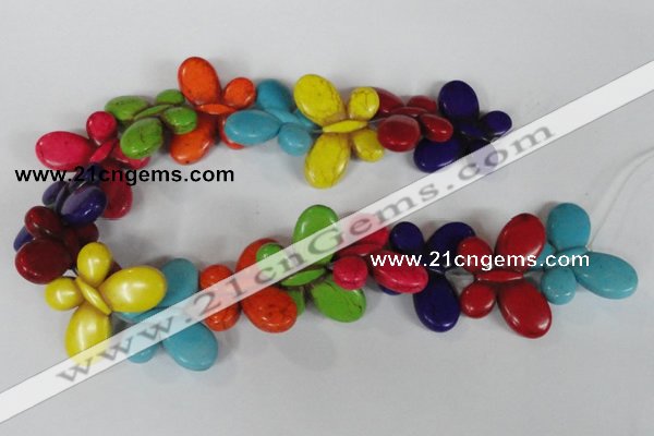 CTU739 15.5 inches 25*35mm butterfly dyed turquoise beads wholesale