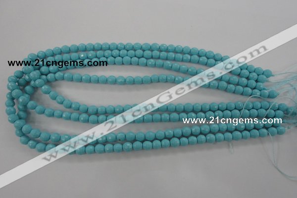 CTU911 15.5 inches 6mm faceted round synthetic turquoise beads