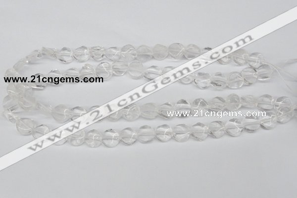 CTW01 15.5 inches 12mm twisted coin white crystal beads wholesale