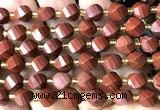 CTW572 15 inches 8mm faceted & twisted S-shaped red jasper beads