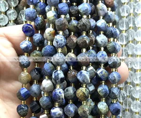 CTW586 8mm faceted & twisted S-shaped sunset dumortierite beads