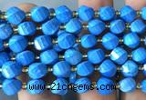 CTW593 15 inches 8mm faceted & twisted S-shaped blue turquoise beads