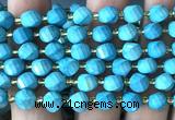 CTW594 15 inches 8mm faceted & twisted S-shaped green turquoise beads