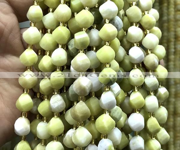 CTW598 15 inches 8mm faceted & twisted S-shaped butter jade beads