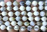 CTW603 15 inches 8mm faceted & twisted S-shaped white opal beads