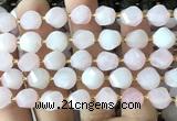 CTW651 15 inches 10mm faceted & twisted S-shaped rose quartz beads