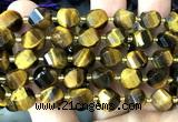 CTW665 10mm faceted & twisted S-shaped grade A yellow tiger eye beads