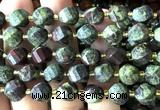 CTW677 10mm faceted & twisted S-shaped dragon blood jasper beads