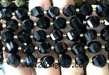 CTW685 15 inches 10mm faceted & twisted S-shaped black onyx beads