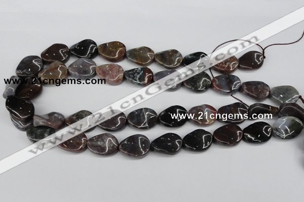 CTW74 15.5 inches 15*20mm twisted oval moss agate gemstone beads