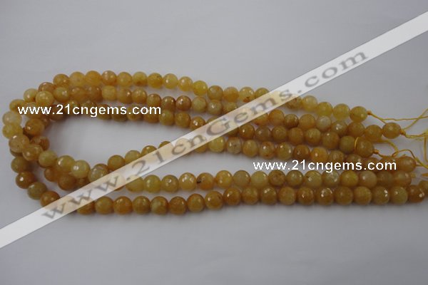 CYJ323 15.5 inches 8mm faceted round yellow jade beads wholesale