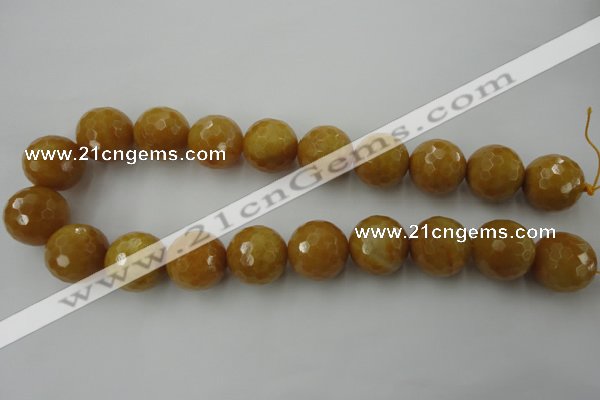 CYJ329 15.5 inches 20mm faceted round yellow jade beads wholesale