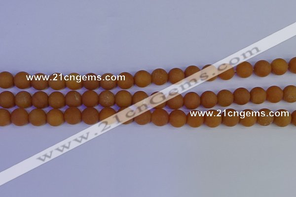 CYJ612 15.5 inches 8mm round matte yellow jade beads wholesale