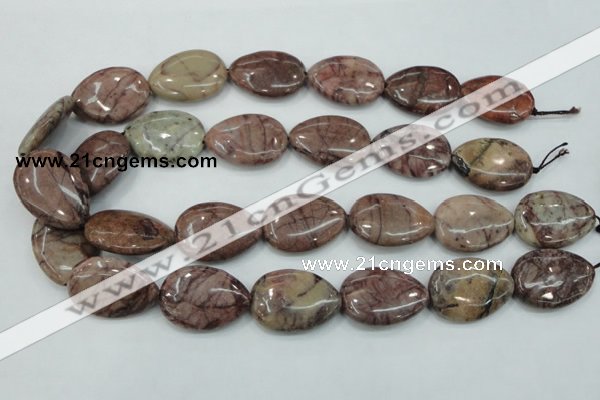 CZJ83 16 inches 22*30mm flat teardrop red zebra jasper beads wholesale