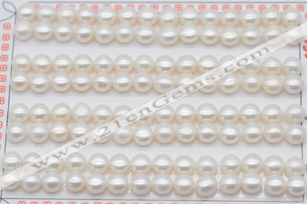 FWP456 half-drilled 6-6.5mm bread freshwater pearl beads