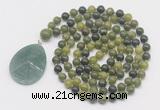 GMN4618 Hand-knotted 8mm, 10mm Canadian jade 108 beads mala necklace with pendant