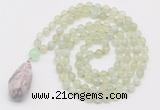 GMN4917 Hand-knotted 8mm, 10mm New jade 108 beads mala necklace with pendant