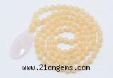 GMN5160 Hand-knotted 8mm, 10mm honey jade 108 beads mala necklace with pendant