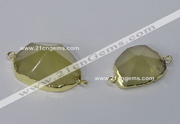 NGC1056 18*25mm – 30*35mm freeform lemon quartz connectors wholesale