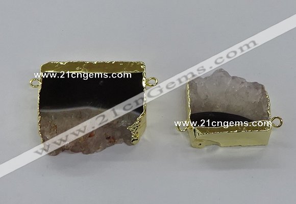 NGC1271 25*40mm - 30*42mm freeform druzy agate connectors