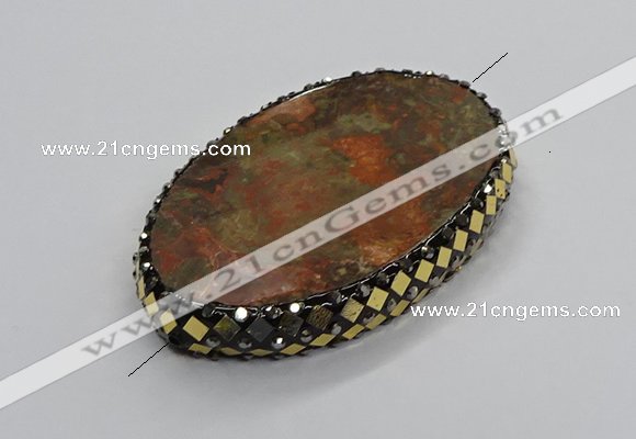 NGC1761 40*60mm oval ocean agate connectors wholesale