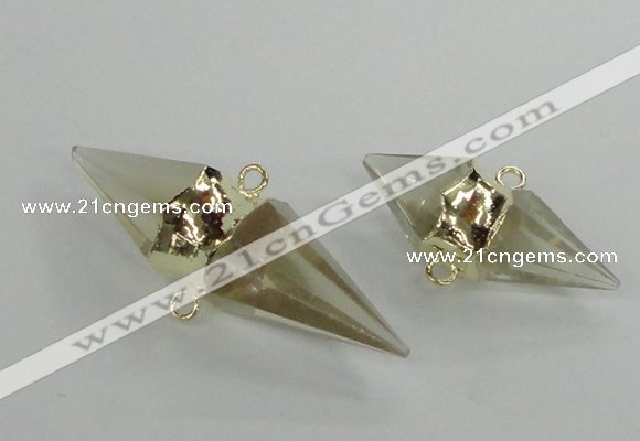 NGC346 18*30mm - 15*45mm faceted bicone yellow quartz connectors