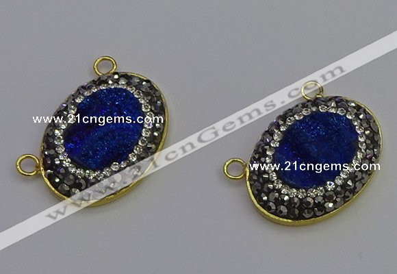 NGC5505 18*25mm oval plated druzy agate gemstone connectors