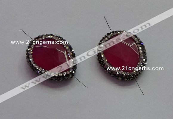 NGC7541 20*25mm faceted flat teardrop quartz connectors wholesale