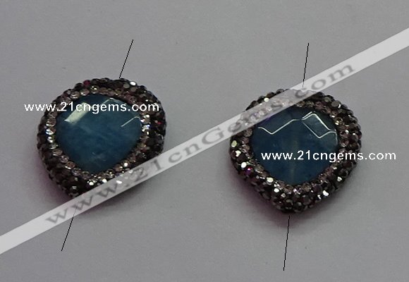 NGC7542 20*22mm faceted flat teardrop quartz connectors wholesale